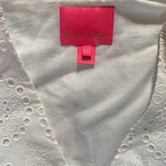 Lilly Pulitzer Taviana Long Sleeve Eyelet Dress, Sz. 12, White, EUC! - Picture 3 of 7